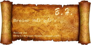 Breier Hágár névjegykártya
